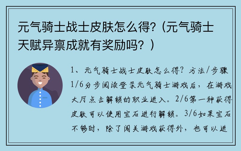 元气骑士战士皮肤怎么得？(元气骑士天赋异禀成就有奖励吗？)